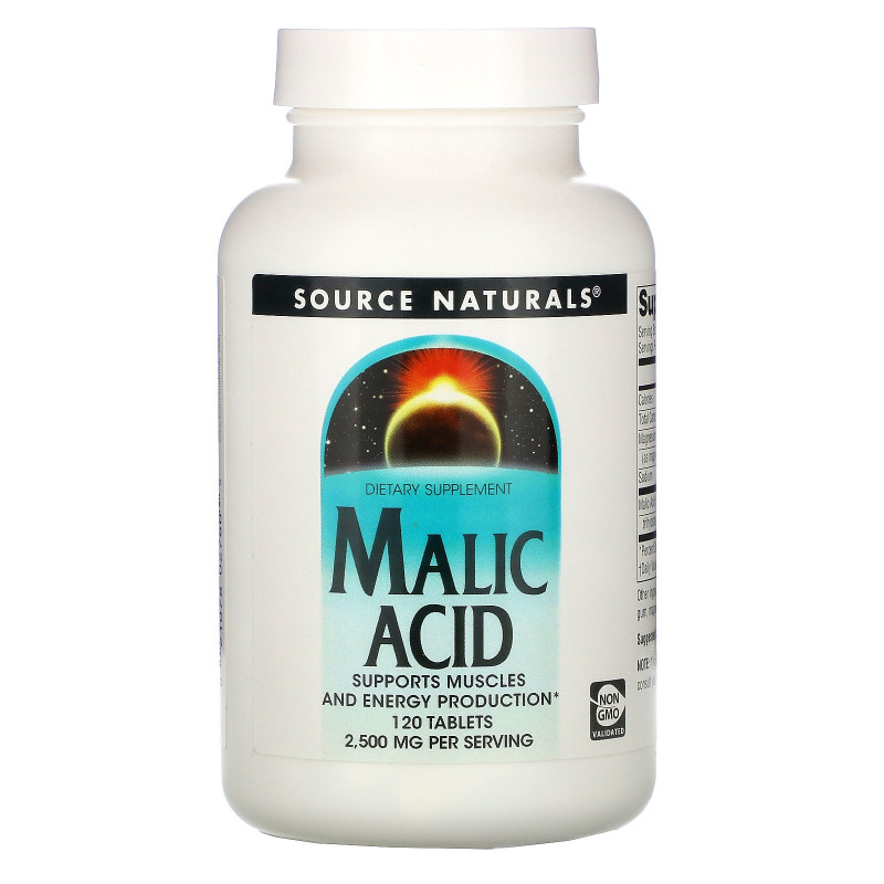 Source Naturals, Яблочная кислота, 833 мг, 120 таблеток