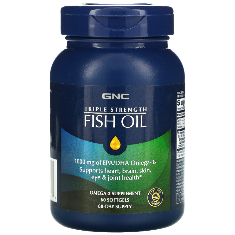 GNC, Triple Strength, Fish Oil, 60 Softgels