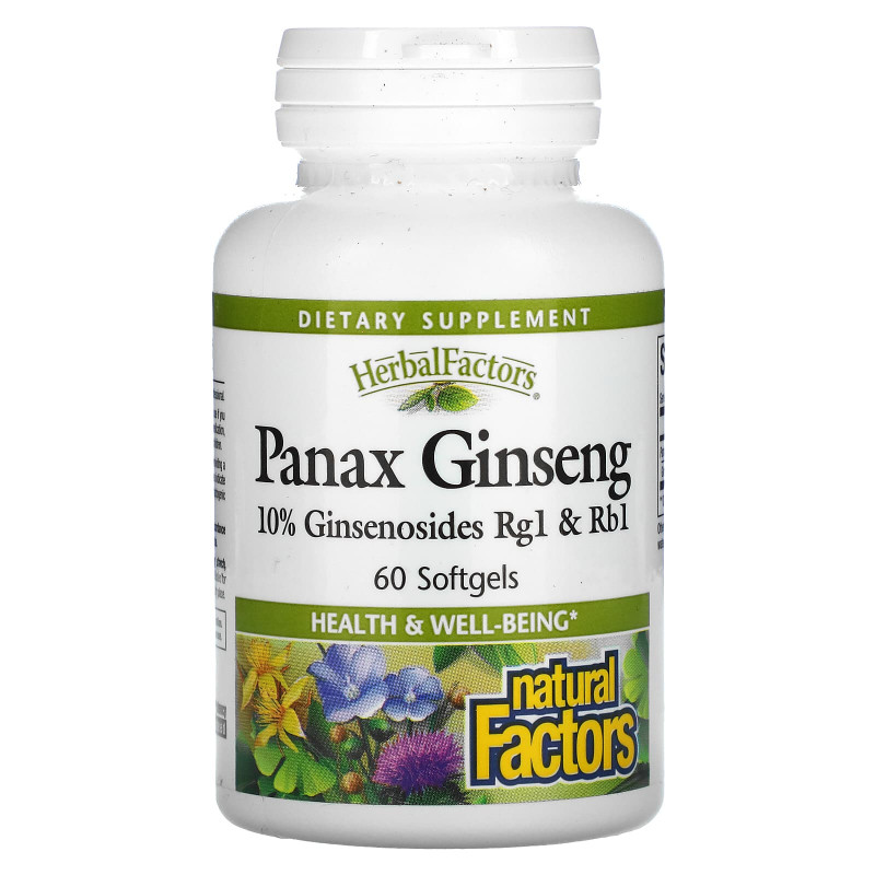 Natural Factors, женьшень обыкновенный (Panax ginseng), 60 мягких таблеток