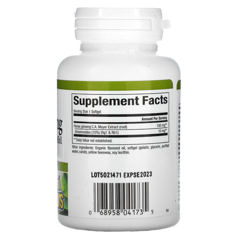 Natural Factors, женьшень обыкновенный (Panax ginseng), 60 мягких таблеток