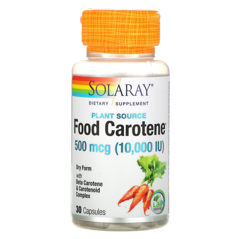 Solaray, Food Carotene, Натуральный источник, 10 000 МЕ, 30 капсул
