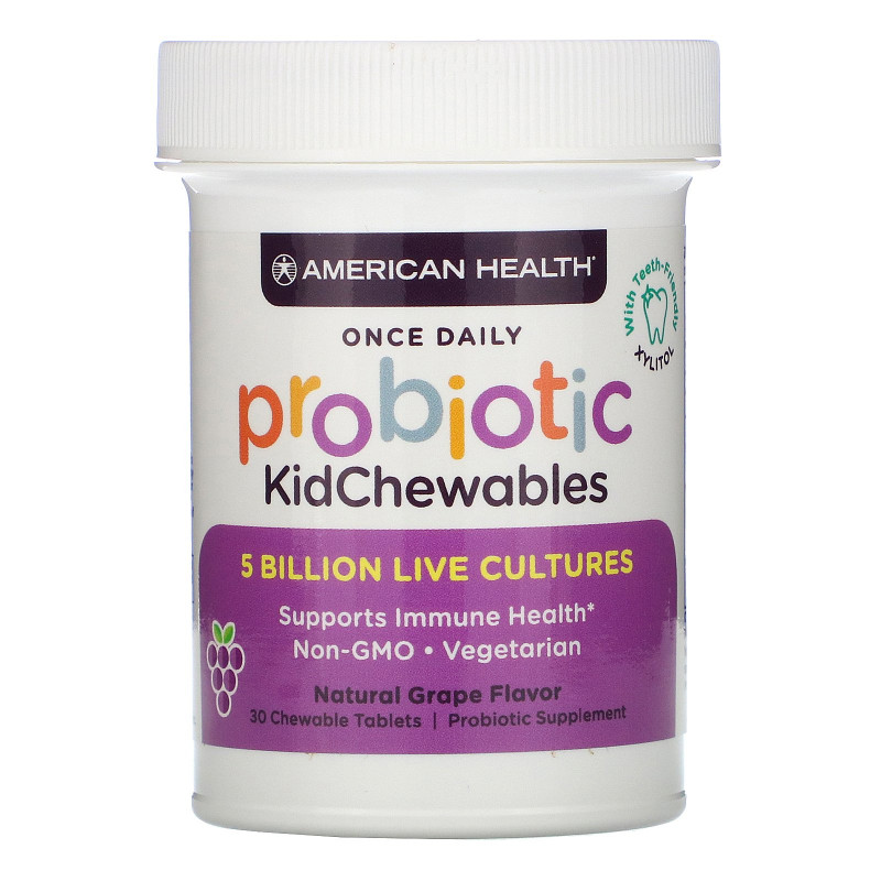 American Health, Probiotic KidChewables, Natural Grape Flavor, 5 Billion Live Culture, 30 Chewable Tablets