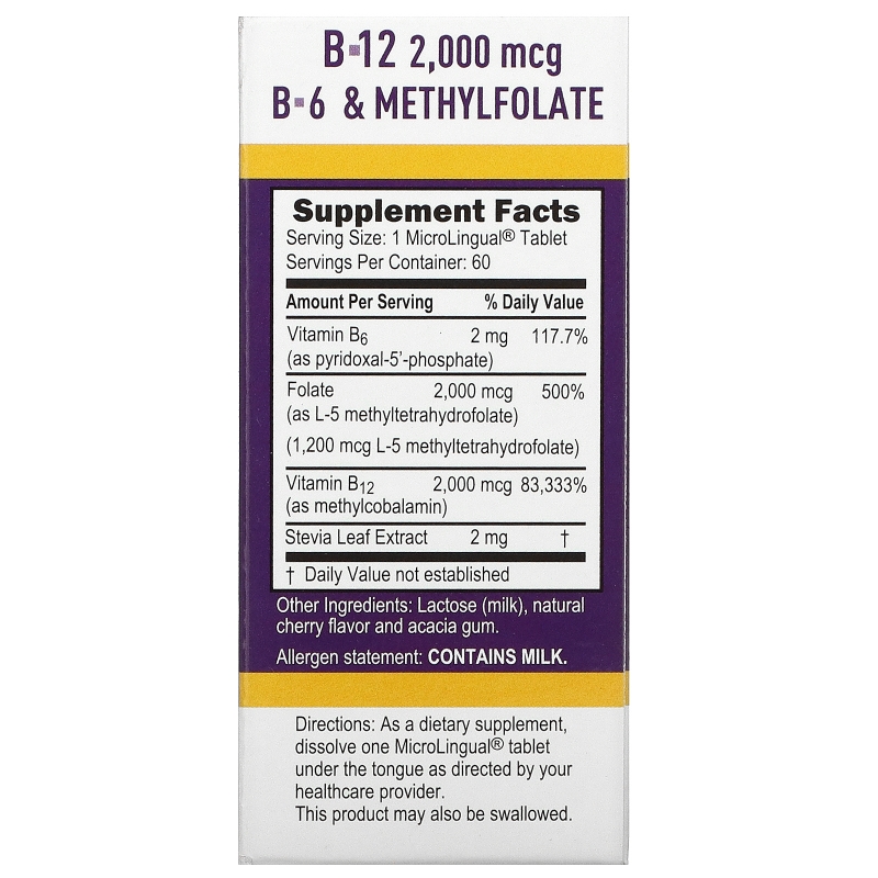 Superior Source, Acitivated B-12 Methylcobalamin 2,000 mcg, B-6 (P-5-P) & Methylfolate 1,200 mcg, 60 Instant Dissolve Tablets