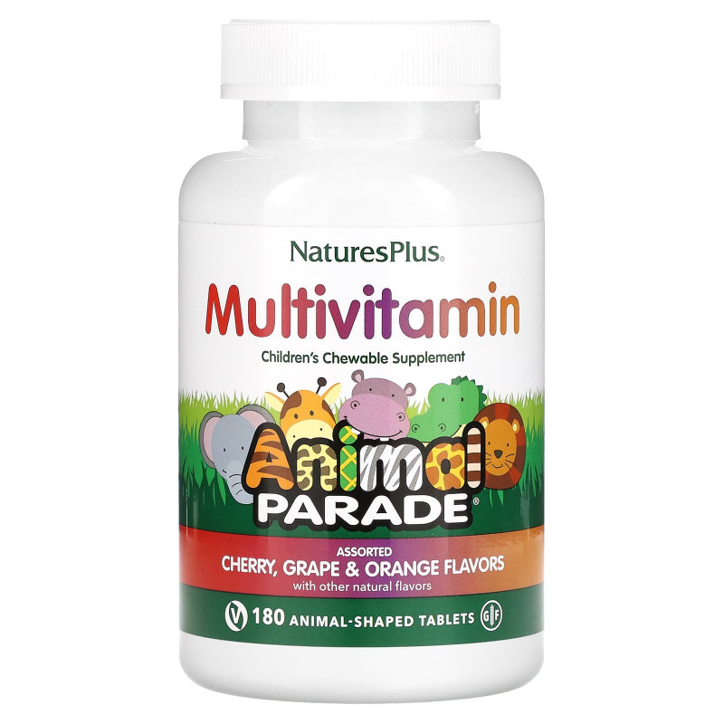 Nature's Plus, Animal Parade, Children's Chewable Multi-Vitamin and Mineral, Assorted Flavors, 180 Animal-Shaped Tablets