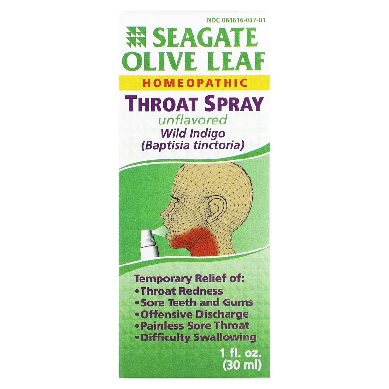 Seagate, Olive Leaf Throat Spray, Unflavored, 1 fl oz (30 ml)