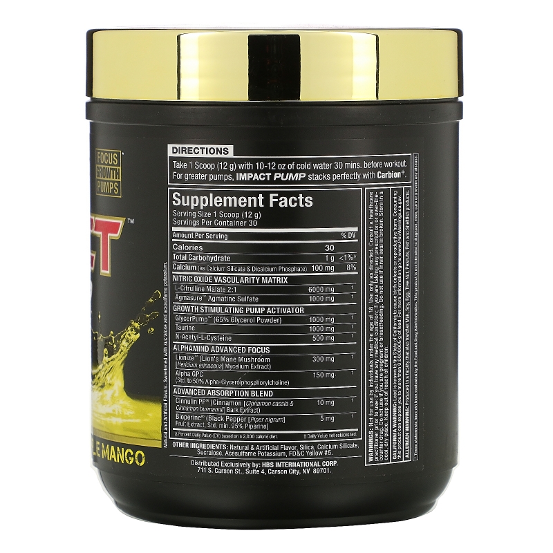 ALLMAX Nutrition, Impact Pump, Pineapple Mango, 12.7 oz (360 g)