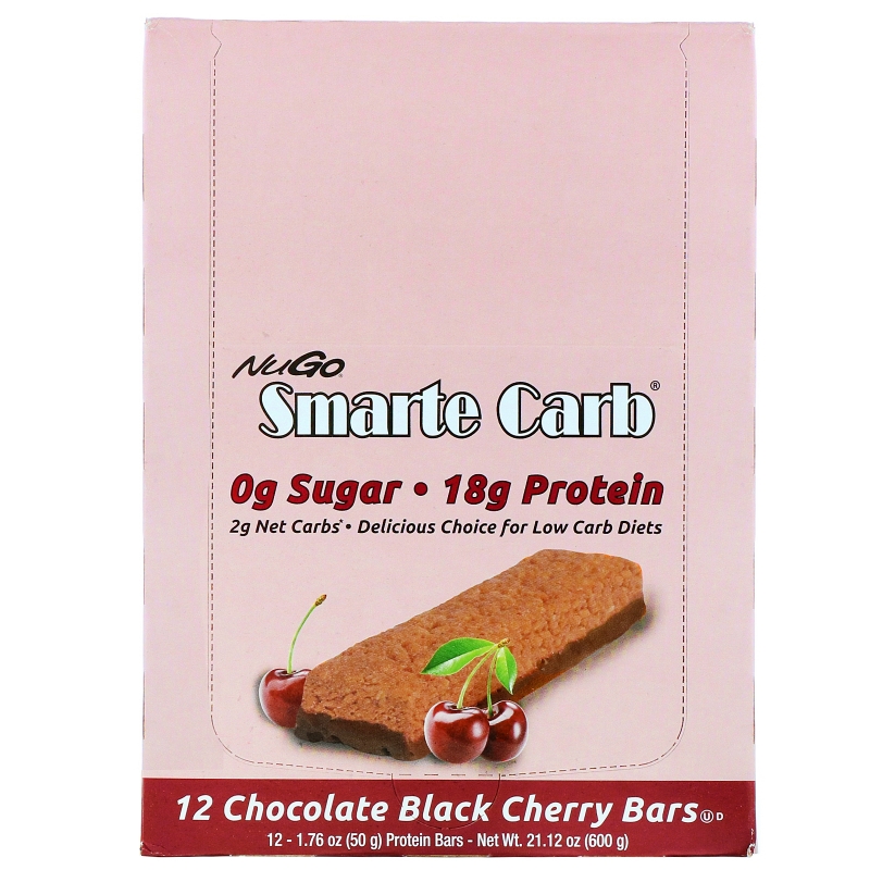 NuGo Nutrition, Smarte Carb, Chocolate Black Cherry, 12 Bars, 1.76 oz (50 g) Each