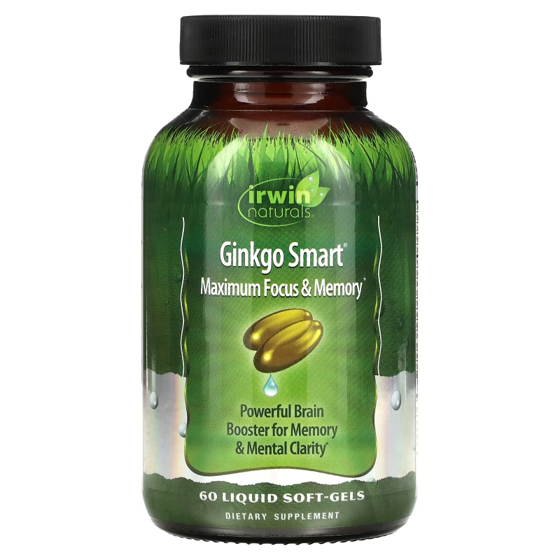 Irwin Naturals Ginkgo Smart максимальная концетрация и память 60 жидких капсул