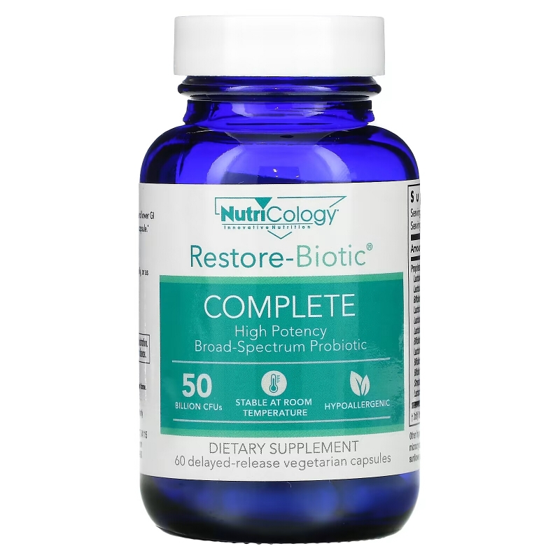 Nutricology, Restore-Biotic Complete, 60 Delayed-Release Vegetarian Capsules