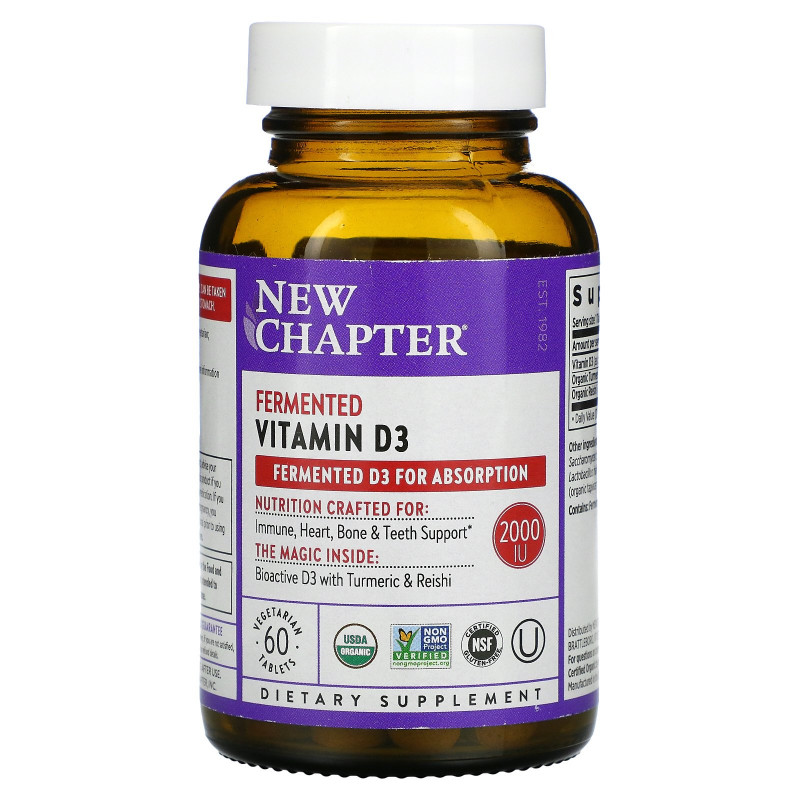 New Chapter, Fermented Vitamin D3, 60 Vegan Tablets