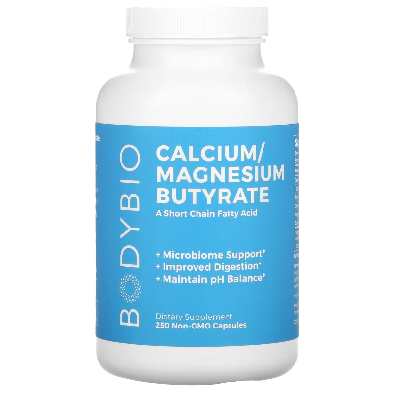 BodyBio, Calcium/ Magnesium Butyrate, 250 Non-GMO Capsules