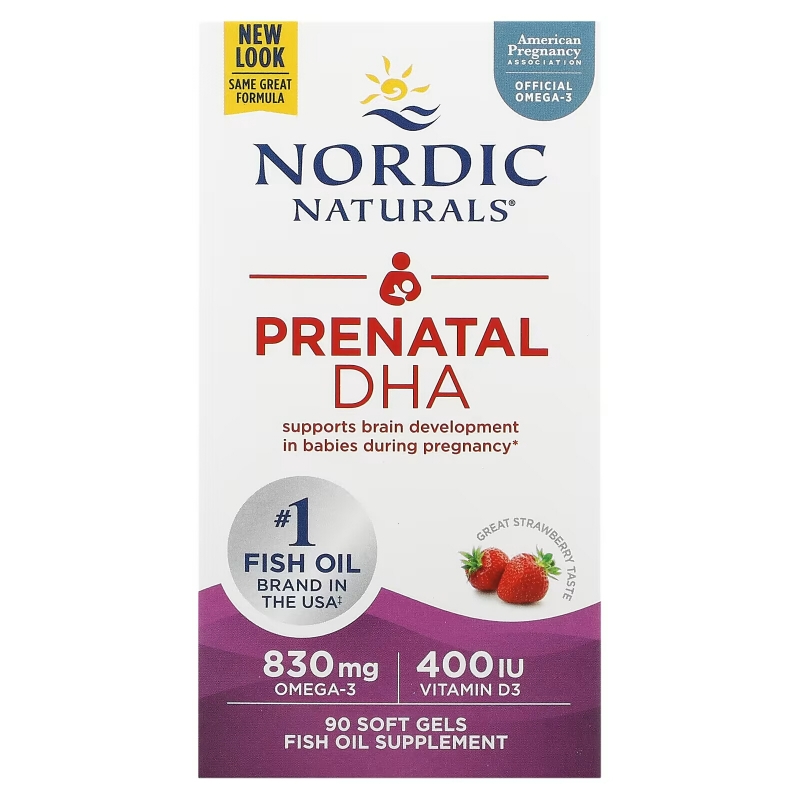 Nordic Naturals Пренатальный DHA Клубника 500 мг 90 Гелиевых Капсул