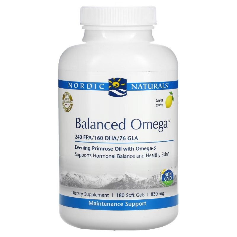 Nordic Naturals, Balanced Omega, Lemon Flavor, 830 mg, 180 Softgels