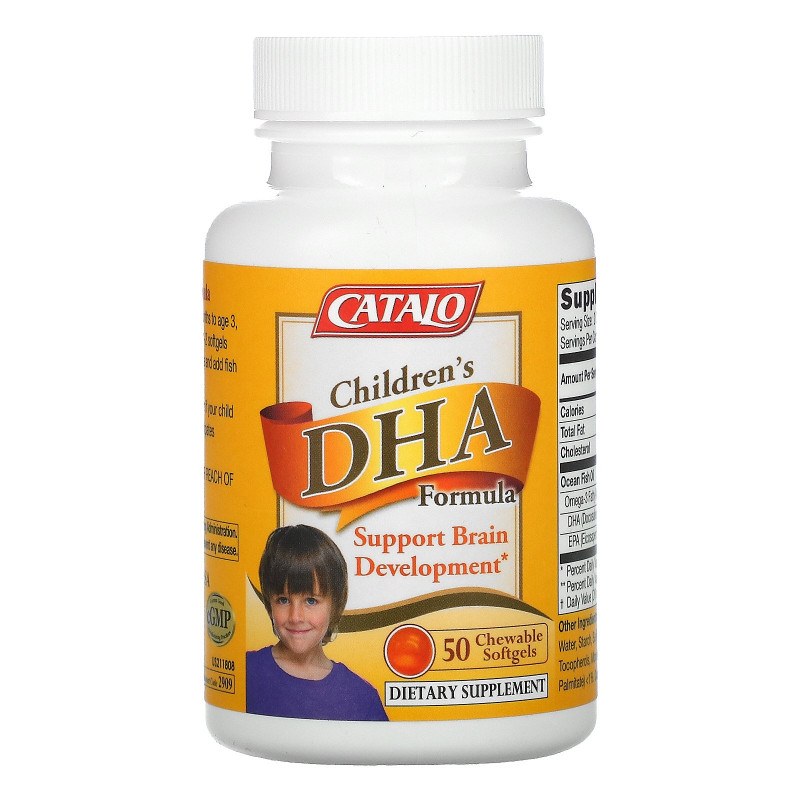 Catalo Naturals, Children's DHA Formula, Orange Flavor, 50 Chewable Softgels