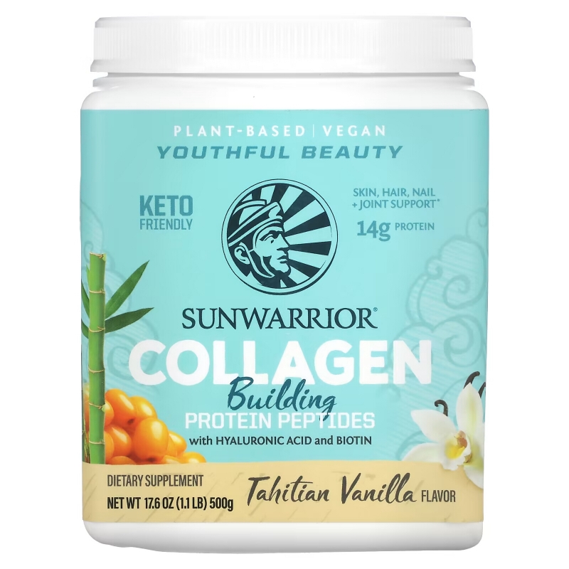 Sunwarrior, Collagen Building Protein Peptides, Tahitian Vanilla, 17.6 oz (500 g)