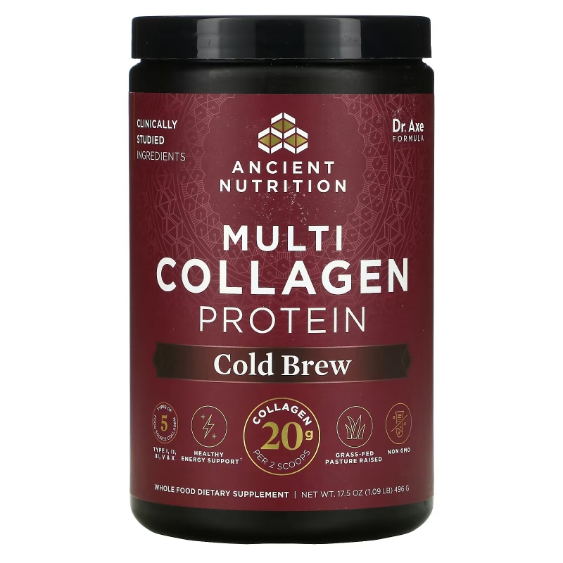 Dr. Axe / Ancient Nutrition, Multi Collagen Protein, Cold Brew Collagen, 17.6 oz (500 g)