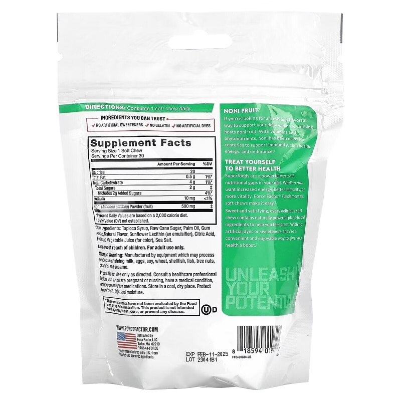 Force Factor, Fundamentals, Noni Fruit, Apple Berry, 30 Soft Chews