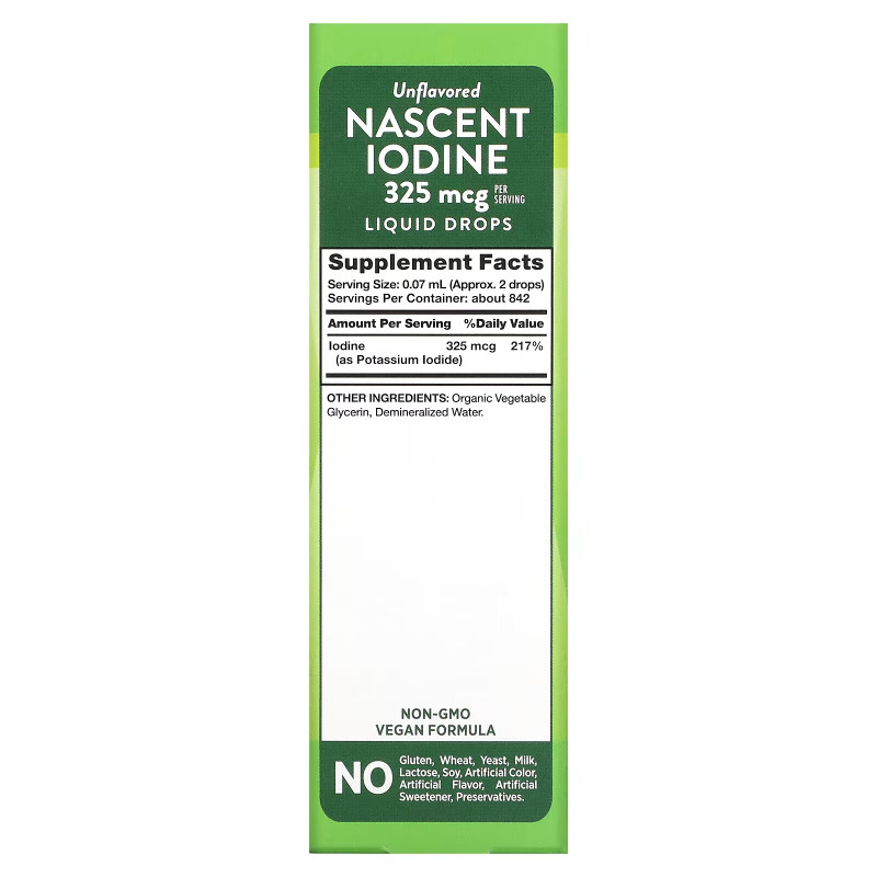 Nature's Truth, Vitamins, Nascent Iodine, Liquid Drops, Unflavored, 325 mcg, 2 fl oz (59 ml)