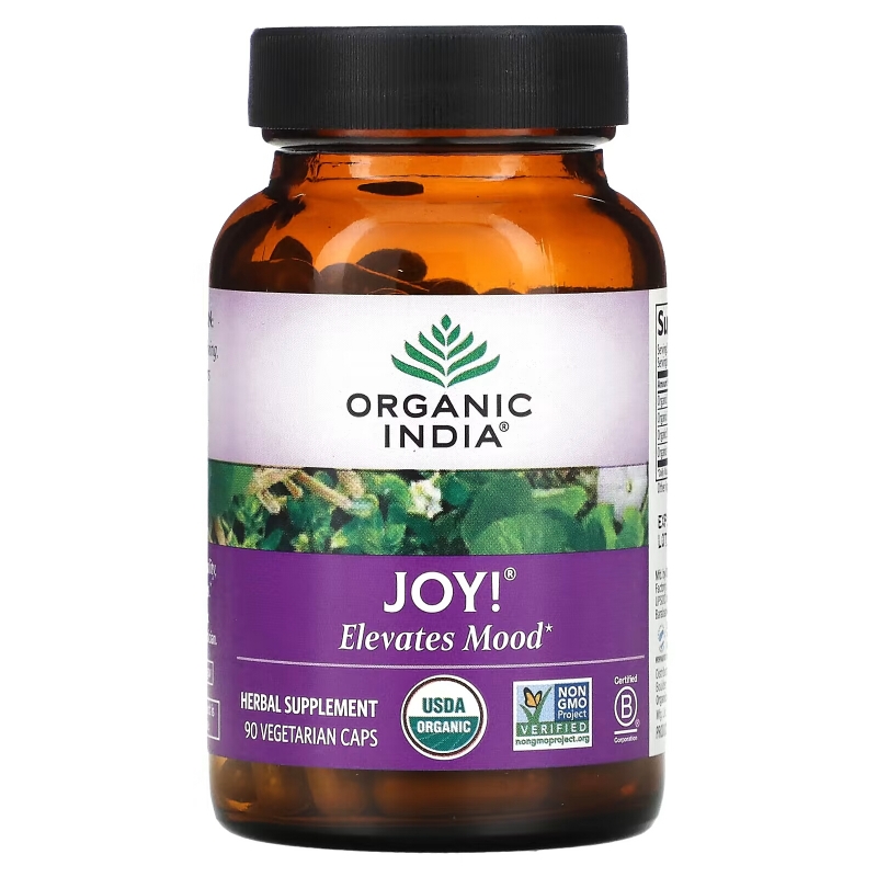 Organic India, Joy, Elevates Mood, 90 Vegetarian Caps