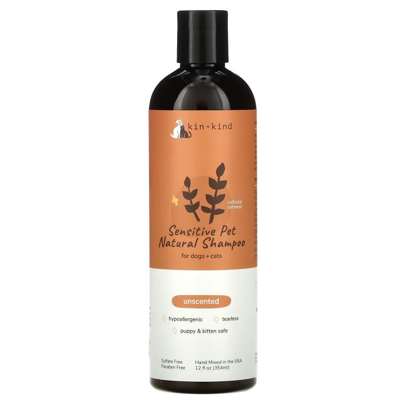 Kin+Kind, натуральный шампунь для чувствительных собак и кошек, без запаха, 354 мл (12 жидк. унций)