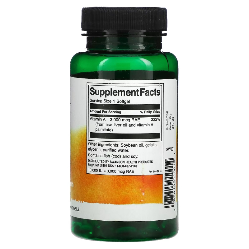 Swanson, Vitamin A, 10,000 IU, 250 Softgels