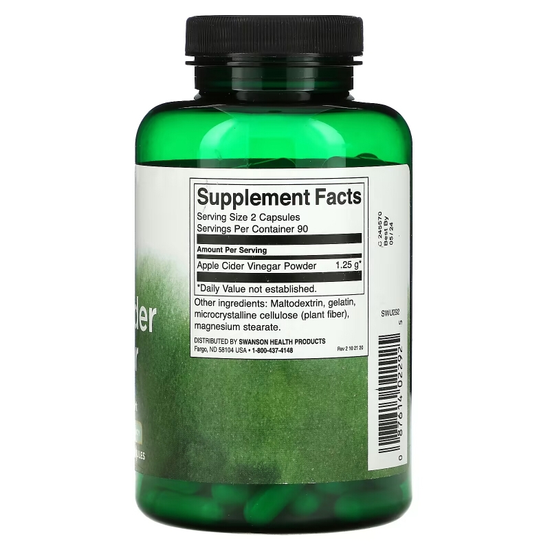 Swanson, Apple Cider Vinegar, 625 mg, 180 Capsules