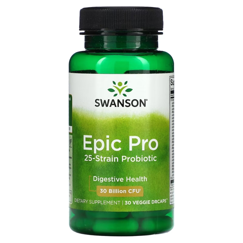 Swanson, Epic Pro 25-Strain Probiotic, Digestive, 30 Billion CFU, 30 Veggie DrCaps