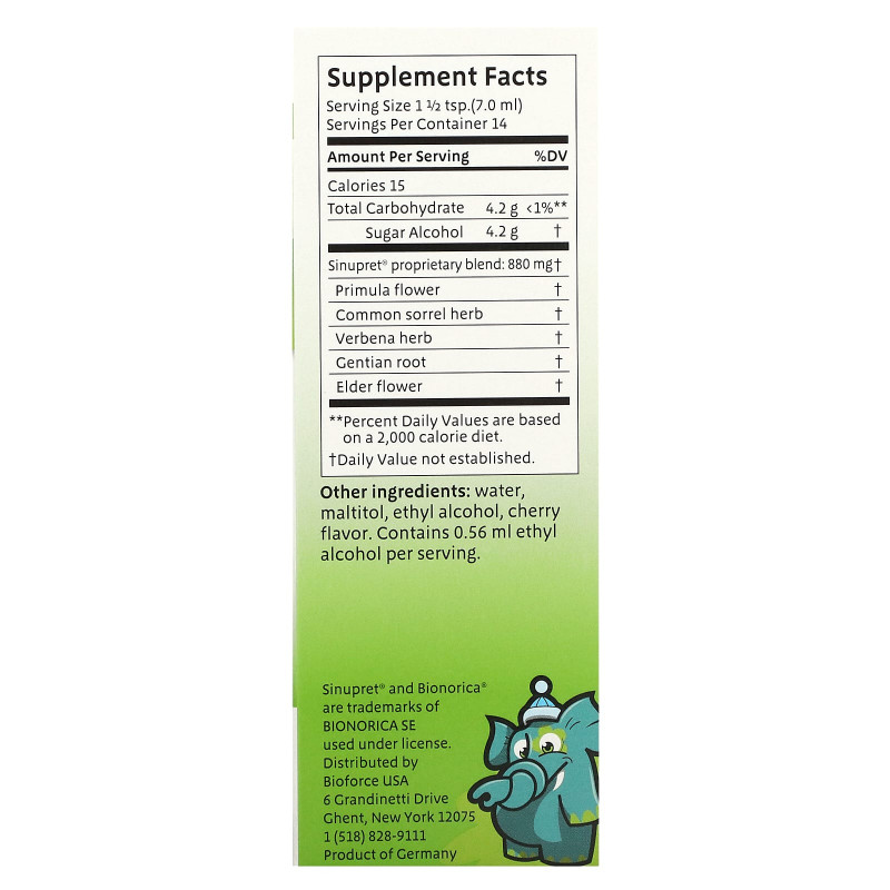 Bionorica Детский сироп Sinupret 338 жидких унций (100 мл)