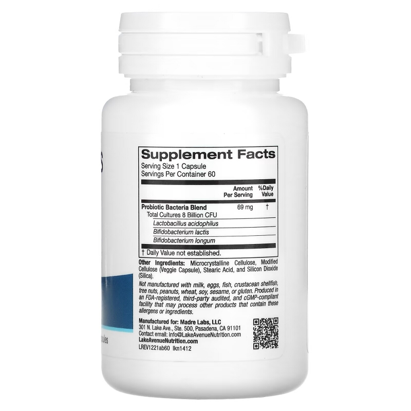 Lake Ave. Nutrition, Acidophilus & Bifidus, 8 Billion CFU, 60 Veggie Capsules